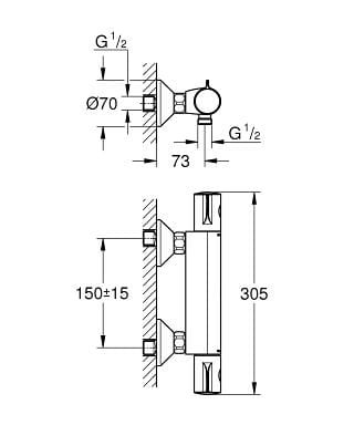 Bateria natryskowa GROHE GROTHERM 800 z termostatem chrom 34558000