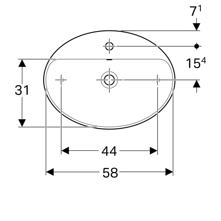 Umywalka nablatowa KOŁO VARIFORM 60cm owalna, biała 500.772.01.6