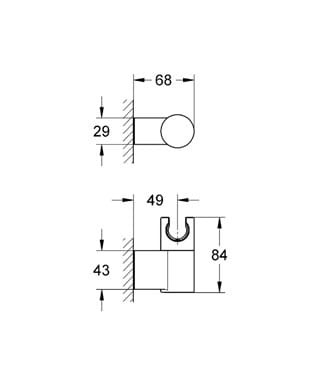 Uchwyt natryskowy GROHE RAINSHOWER naścienny regulowany chrom 27055000