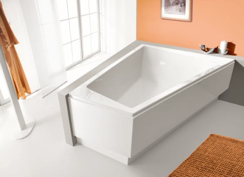 Wanna trapezowa SANPLAST SPACE LINE WTL/SPACE 180x140cm, prawa, ze stelażem i syfonem i obudową i adapterem, biała 610100137001000