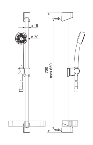 Zestaw natryskowy ORAS APOLLO Chrom 530