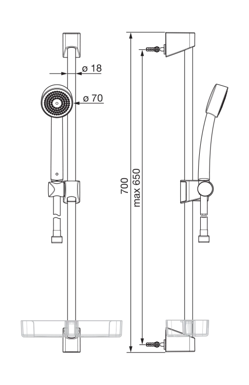 Zestaw natryskowy ORAS APOLLO Chrom 530