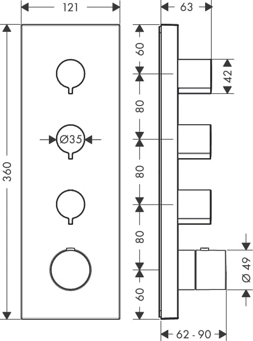 Moduł z termostatem AXOR SHOWER COLLECTION el. zew., DN20, chrom 10751000