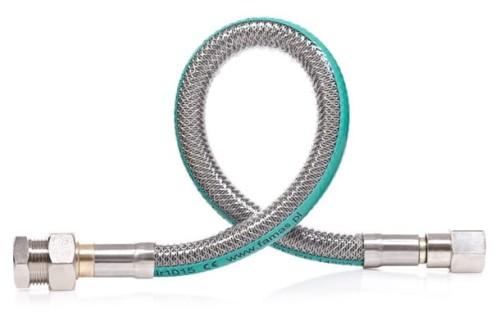 Elastyczny przewód gazowy FAMAS FPGS-04K L=1.50m, ze śrubunkiem i kolankiem FPGS-04K-150