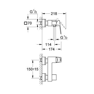 Bateria natryskowa GROHE EUROCUBE chrom 23145000