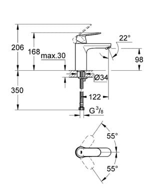 Bateria umywalkowa GROHE EUROSMART COSMOPOLITAN bez korka, chrom 23327000