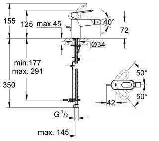 Bateria bidetowa GROHE BAULOOP chrom 23338000