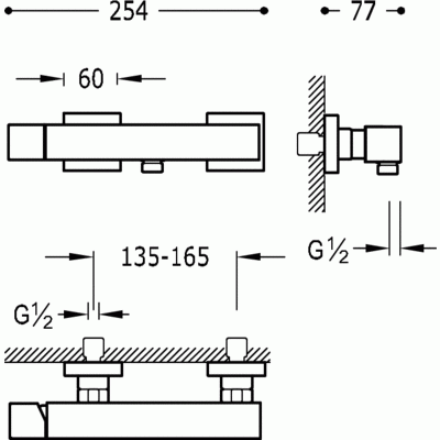 Bateria natryskowa CUADRO-TRES, chrom 107167