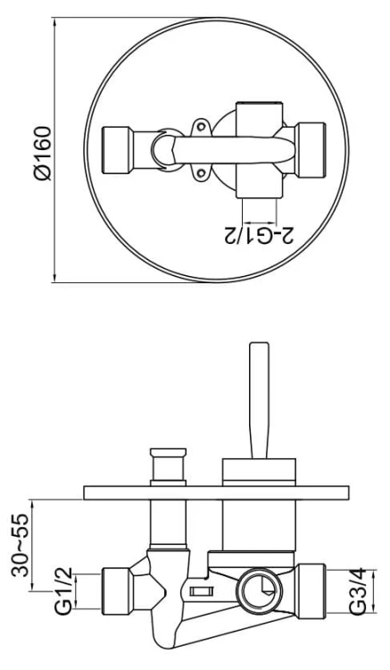 Bateria wannowa KOHLMAN MAXIMA podtynkowa, chrom QW210M