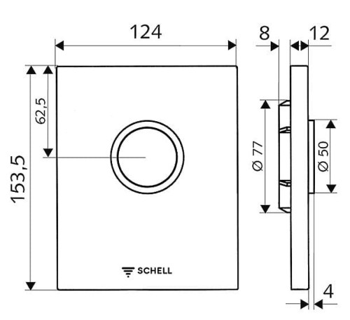 Przycisk SCHELL COMPACT II spłukujący do pisuaru chrom 028000699