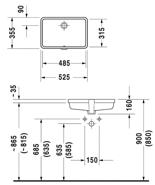 Umywalka DURAVIT VERO 48,5x31,5cm podblatowa, biała 0330480000