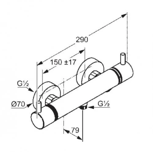 Bateria natryskowa KLUDI BOZZ z termostatem, chrom 352030538