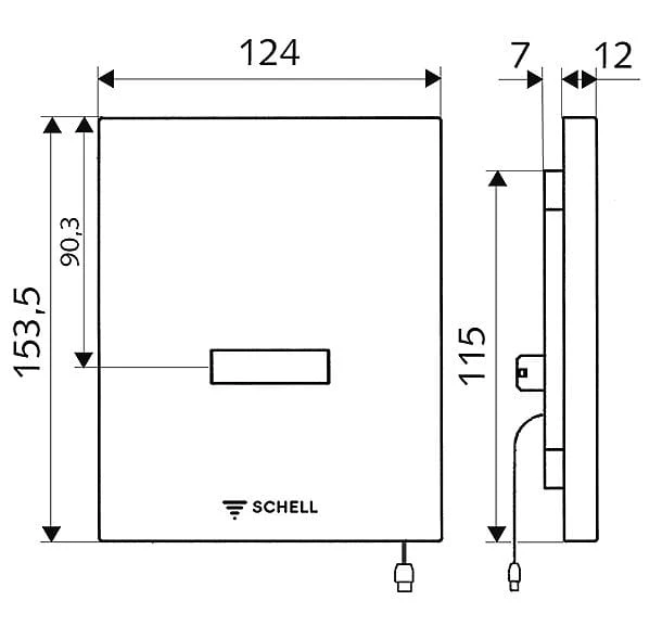 Płytka SCHELL EDITION do pisuaru 230V chrom ( pasuje do 011930099 ) 028080699