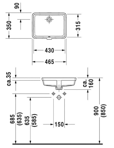 Umywalka DURAVIT VERO 43x31,5cm podblatowa, biała 0330430000