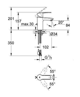 Bateria umywalkowa GROHE EUROSTYLE COSMOPOLITAN chrom 3355720E