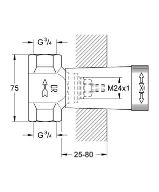 Zawór podtynkowy GROHE 3/4" element wewnętrzny 29802000