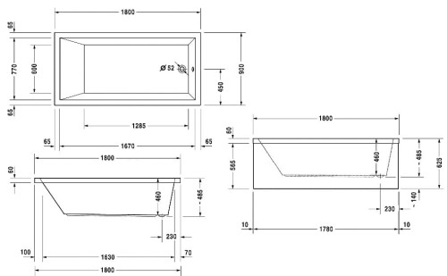 Wanna prostokątna DURAVIT STARCK X 180x90cm 700050000000000