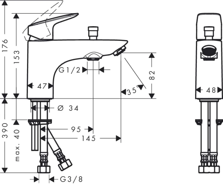 Bateria wannowa HANSGROHE LOGIS MONOTROU 1-otworowa, z przełącznikiem, chrom 71312000