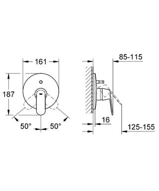 Bateria wannowa GROHE EUROSMART COSMOPOLITAN el. zewnętrzny, chrom 19382000