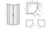 Kabina Półokrągła SANPLAST TX5b 80cm. Szkło W0, Glass Protect, Srebrny Błyszczący  600271042138401