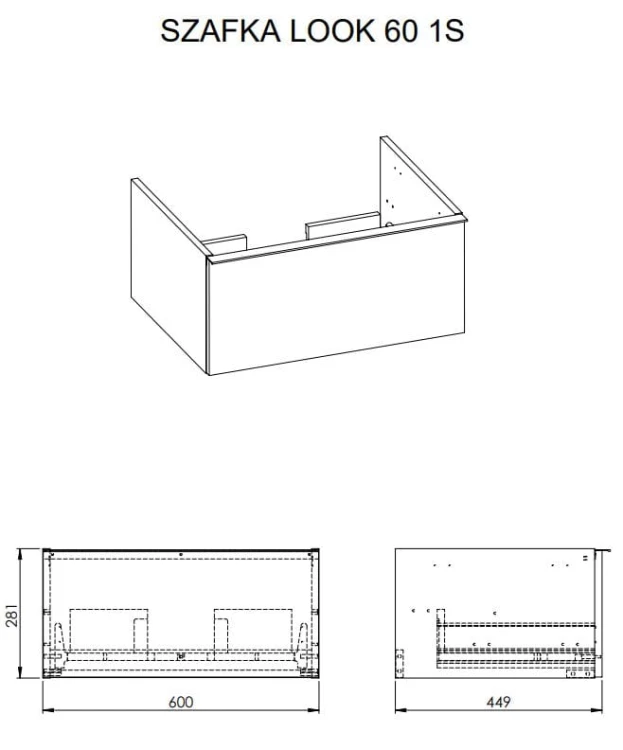 Szafka podumywalkowa ELITA  LOOK 60x45cm, wisząca 1S, anthracite  167076