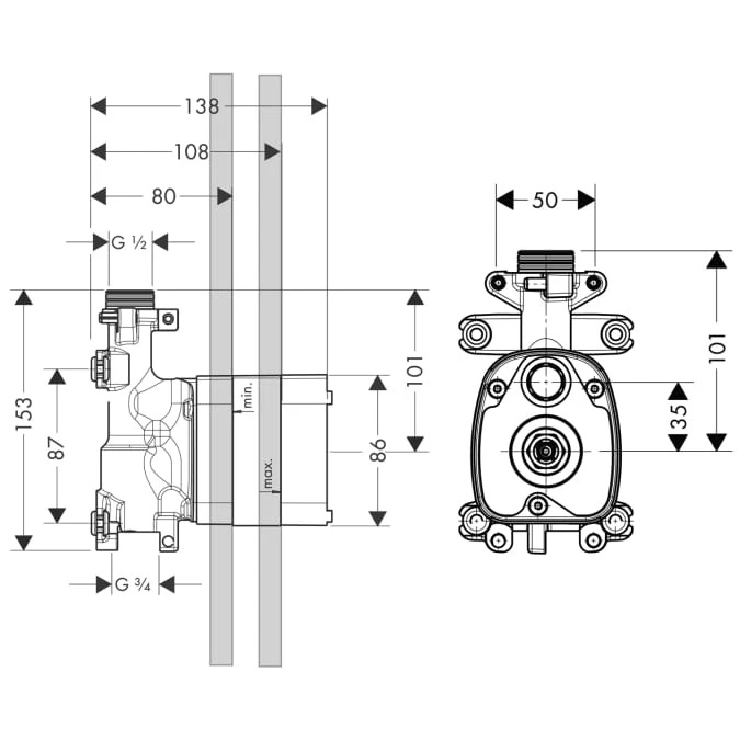 Moduł z główką prysznicową AXOR SHOWER COLLECTION el. wewnętrzny (podtynkowy) 10650180