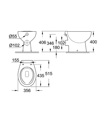 Miska stojąca GROHE BAU CERAMIC Uniwersalna, biały 39430000