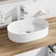 Umywalka nablatowa RAVAK  CERAMIC SLIM O 55x37cm, b/otw., b/przel., biały  XJX01155001