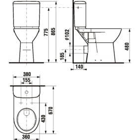 Miska kompaktowa WC ROCA wys. 48cm, dla niepełnosprawnych, biała A342236000