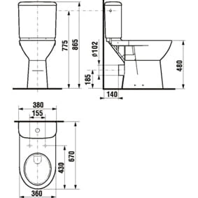 Miska kompaktowa WC ROCA wys. 48cm, dla niepełnosprawnych, biała A342236000