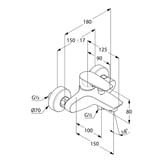 Bateria wannowa KLUDI PURE&SOLID ścienna, chrom  346810575