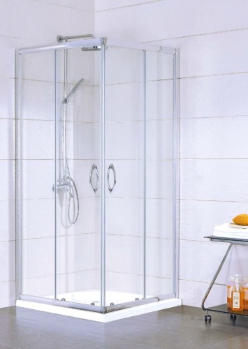 Kabina prysznicowa kwadratowa KERMI ACCA ACED4 90cm, drzwi rozsuwane, H=190cm, srebrny połysk ACED409019VPK