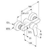 Bateria natryskowa  KLUDI PURE&EASY,  ścienna, chrom  378410565