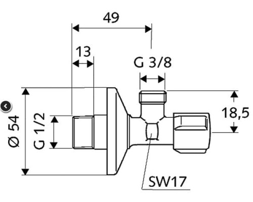 Zawór grzybkowy SCHELL COMFORT 1/2x3/8 kątowy 052120699