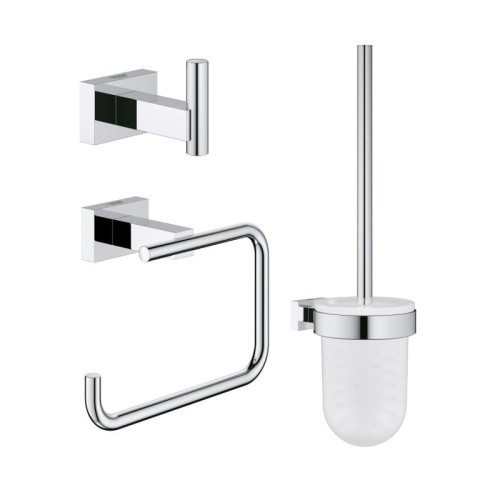 Zestaw akcesoriów GROHE ESSENTIALS CUBE haczyk, wieszak na papier, szczotka WC, chrom 40757001