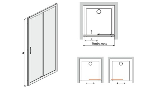 Drzwi prysznicowe SANPLAST D2/TX5b 120 szkło W15, srebrny błyszczący, GlassProtect 600271112038231