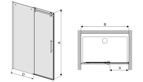 Drzwi prysznicowe SANPLAST ALTUS D2/ALTIIa 190-200cm, suwane, szkło W0, srebrny błyszczący 600121159142401