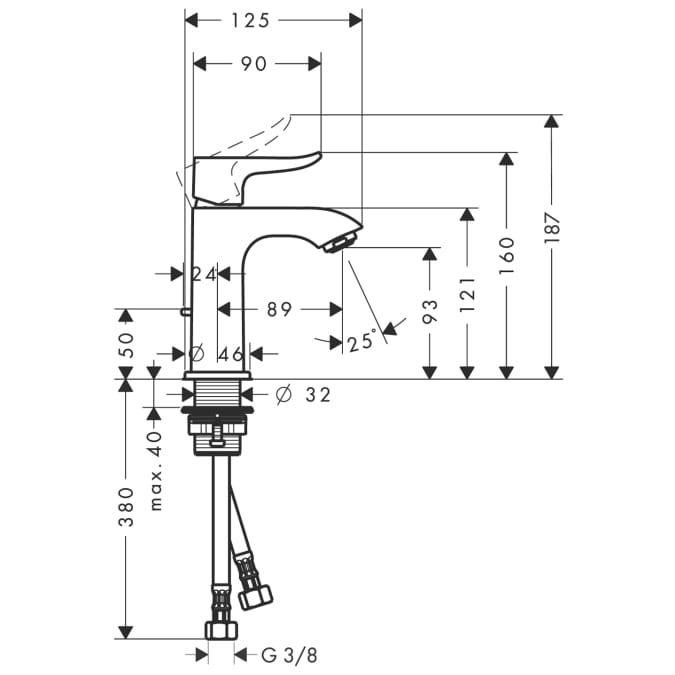 Bateria umywalkowa HANSGROHE METRIS E2 100 31088000
