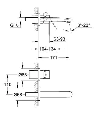 Bateria umywalkowa GROHE EUROSMART COSMOPOLITAN el. zewnętrzny, chrom 19571002