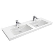 Umywalka VILLEROY&BOCH SUBWAY 2.0 130x47cm, meblowa, podwójna, z 2 otworami, biała ceramicplus 7175D0R1