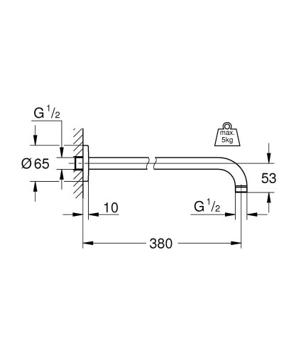 Ramię natrysku GROHE RAINSHOWER dł. 380mm, ścienne, chrom 28361000