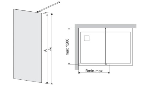 Ścianka wolnostojąca SANPLAST SPACE WALL (P/SPACE WALL) 100x200cm, Szkło W0, Chrom 600320214042401