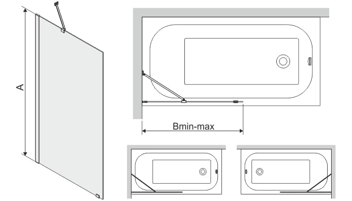 Parawan Wannowy SANPLAST FREE LINE II (PW1/FREEII) 80cm, 1-ELEM., Szkło W0, Glass Protect , Srebrny Błyszczący 600261052042401