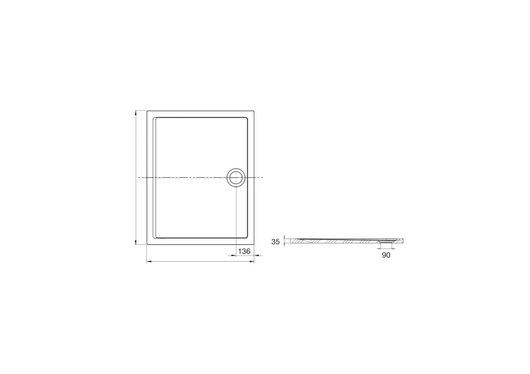Brodzik prostokątny ROCA AERON 100x80cm, z konglomeratu, biały A276285100