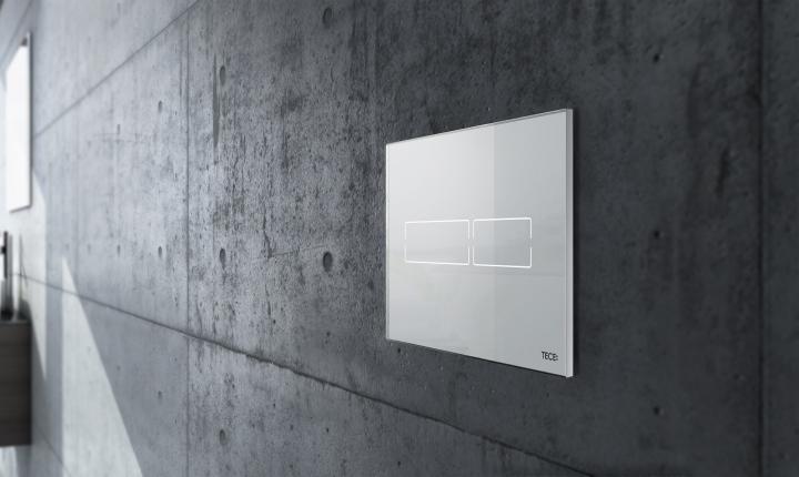 Przycisk spłukujący TECElux MINI 3/6l, elektroniczny, szkło białe, 9.240.960