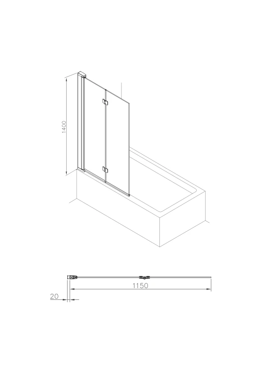Parawan wannowy ROCA CAPITAL 115x140cm, składany, MaxiClean, chrom AM4111512M