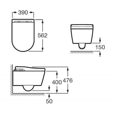 Toaleta myjąca ROCA INSPIRA IN-WASH Rimless z funkcją higieny intymnej, biała A803060001