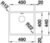 Zlewozmywak stalowy BLANCO ANDANO 450-IF 49x44 cm, bez korka aut., stal polerowana 522961
