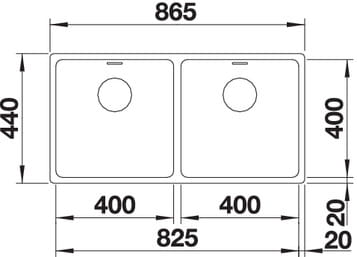 Zlewozmywak stalowy BLANCO ANDANO 400/400-U 86x44 cm, bez korka aut., stal polerowana 522987
