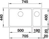 Zlewozmywak stalowy BLANCO ANDANO 500/180-U 74x44 cm, bez korka aut., prawy, stal polerowana 522989